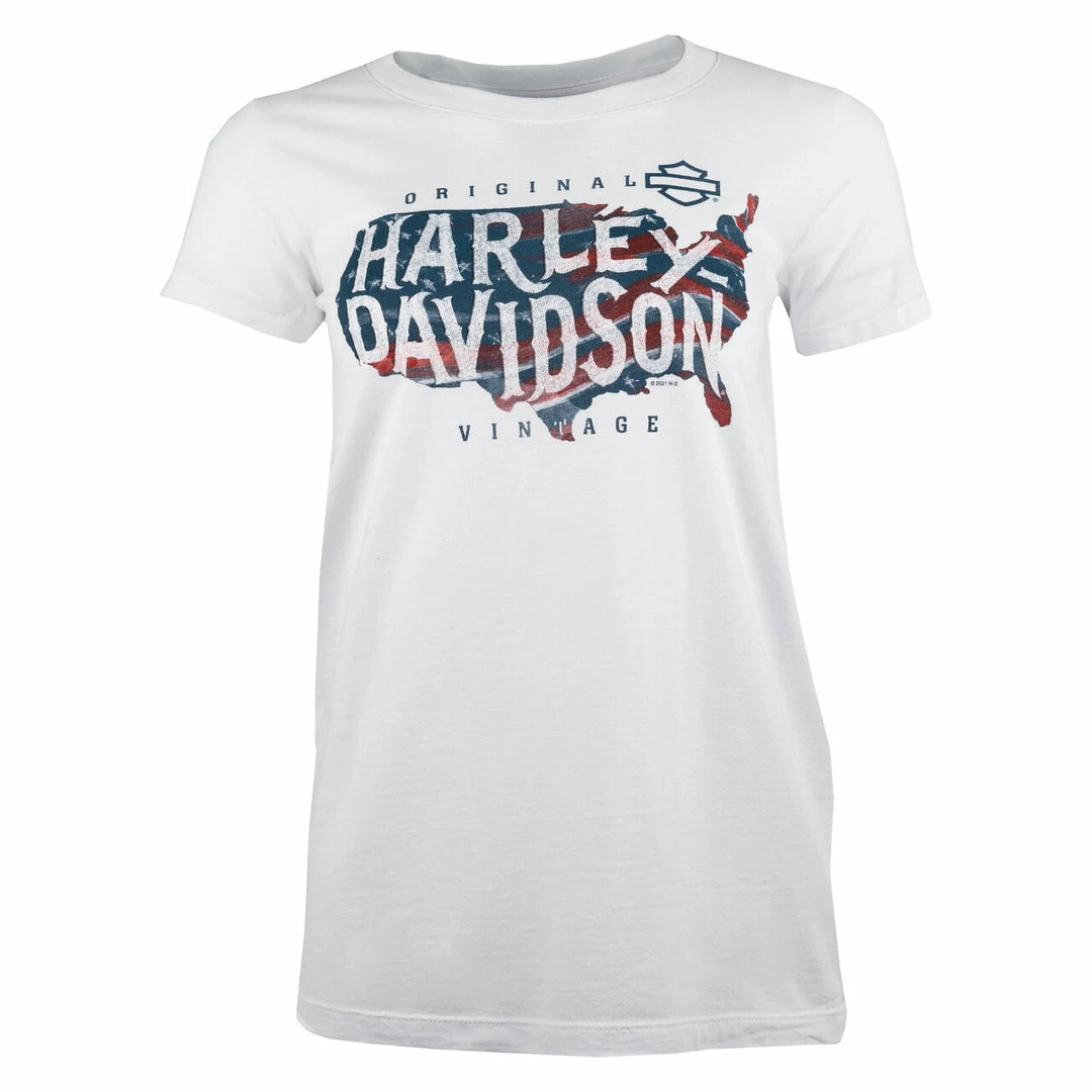 Superstition Harley-Davidson Harley-Davidson® Women's Faded States Short Sleeve Tee, White 3 Superstition Harley-Davidson Harley-Davidson® Women's Faded States Short Sleeve Tee, White