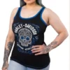 Bravado Tank Tops Harley-Davidson® Women's Pinstripe Cactus Back Tank Top, Black/Blue 1 Bravado Tank Tops Harley-Davidson® Women's Pinstripe Cactus Back Tank Top, Black/Blue