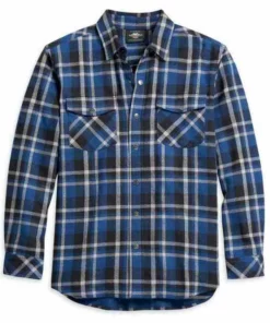 Superstition Harley-Davidson Long Sleeve Shirts Harley-Davidson® Men's 2X Plaid Flannel Long Sleeve Woven Shirt - Blue 96133-21VM