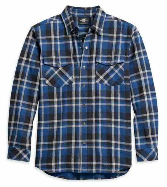 Superstition Harley-Davidson Long Sleeve Shirts Harley-Davidson® Men's 2X Plaid Flannel Long Sleeve Woven Shirt - Blue 96133-21VM 3 Superstition Harley-Davidson Long Sleeve Shirts Harley-Davidson® Men's 2X Plaid Flannel Long Sleeve Woven Shirt - Blue 96133-21VM
