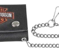 Leather Source Accessory Harley-Davidson® Men's Embroidered Bar & Shield Trucker Medium Biker Wallet XML4328-ORGBLK
