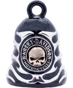 MOD Ride Bells Harley-Davidson® Sculpted Skull & Flames Logo Ride Bell, Black Finish HRB083