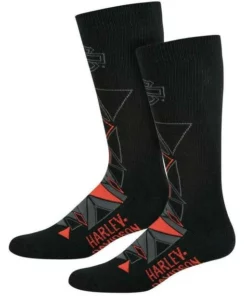 Wolverine Footwear Harley-Davidson® Men's Geo Pattern Performance Breathable Riding Socks, Black