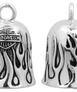 MOD Harley-Davidson® Silver Flames Bar & Shield Ride Bell HRB031 Ride Bells