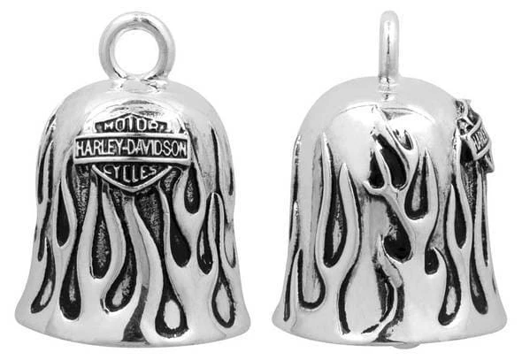 MOD Harley-Davidson® Silver Flames Bar & Shield Ride Bell HRB031 Ride Bells 3 MOD Harley-Davidson® Silver Flames Bar & Shield Ride Bell HRB031 Ride Bells