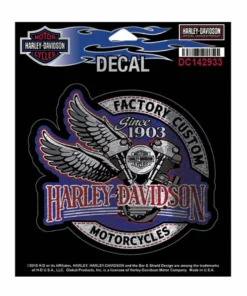 Global Products Harley-Davidson® Shiny Factory Custom Winged V-Twin Decal DC142933 Decals & Patches