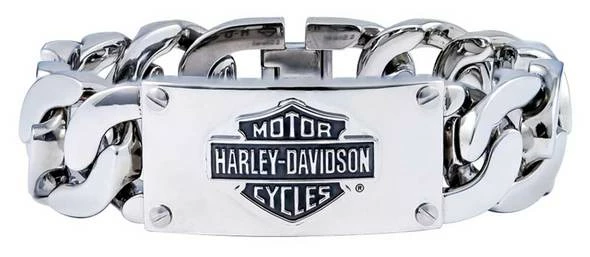 MOD Jewelry & Watches Harley-Davidson® Men's Stainless Steel Bar & Shield Curb Link ID Bracelet, HSB0143 3 MOD Jewelry & Watches Harley-Davidson® Men's Stainless Steel Bar & Shield Curb Link ID Bracelet, HSB0143