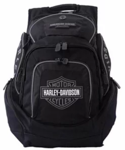Leather Source Accessory Backpacks Harley-Davidson® Men's Grey & Black Bar & Shield Deluxe Backpack, BP1900S-GRYBLK