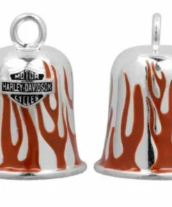 MOD Ride Bells Harley-Davidson® Red Flames Bar & Shield Motorcycle Ride Bell, Black, HRB030