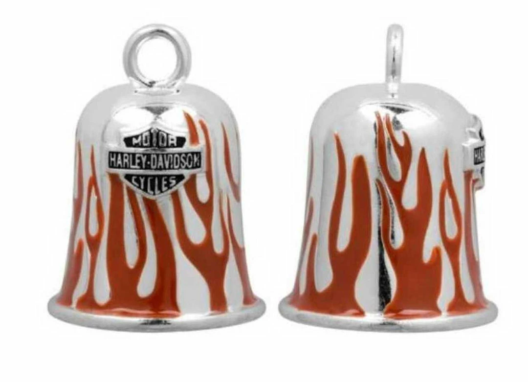 MOD Ride Bells Harley-Davidson® Red Flames Bar & Shield Motorcycle Ride Bell, Black, HRB030 3 MOD Ride Bells Harley-Davidson® Red Flames Bar & Shield Motorcycle Ride Bell, Black, HRB030