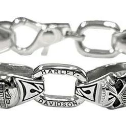 MOD Harley-Davidson® Men's Steel Skull Link Bracelet, HSB0003