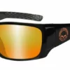 Wiley X Harley-Davidson® Men's Keys Sunglasses, Orange Mirror Lenses & Gloss Black Frames Sunglasses & Goggles