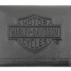Leather Source Accessory Harley-Davidson® Men's Embossed Bar & Shield Logo Leather Tri-Fold Wallet XML3571-BLK Wallets & Chains