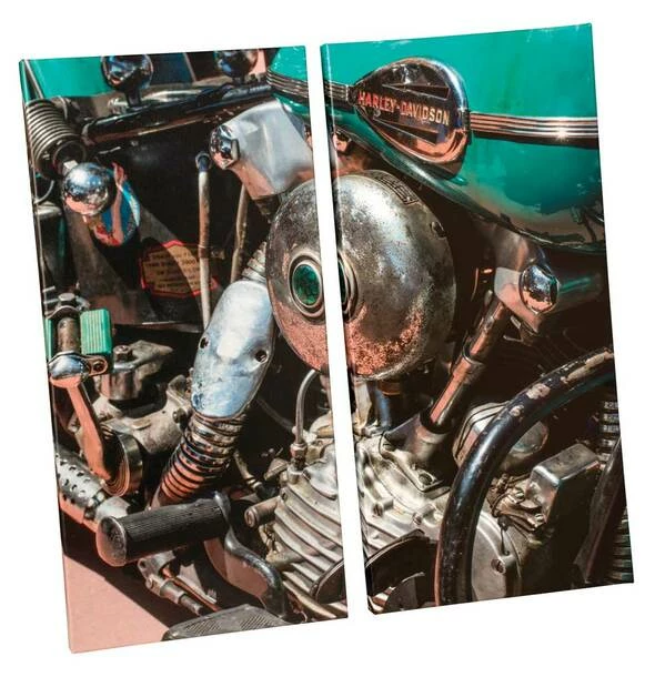 Ace Branded Home Harley-Davidson® Vintage Knucklehead Cotton Canvas Print - Two Panels, HDL-15707 3 Ace Branded Home Harley-Davidson® Vintage Knucklehead Cotton Canvas Print - Two Panels, HDL-15707