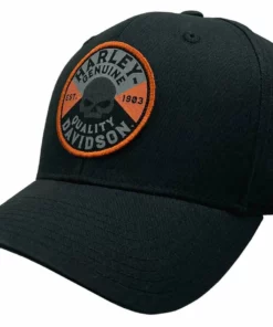 Superstition Harley-Davidson Harley-Davidson® Genuine Skull Patch Stretch Fit Baseball Cap - Black Hats