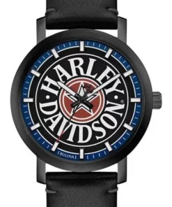 Bulova Harley-Davidson® Men's Iconic Fat Boy Leather & Stainless Steel Watch 78A120