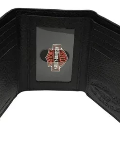 Leather Source Accessory Wallets & Chains Harley-Davidson® Men's Gunmetal Bar & Shield Leather Tri-Fold Wallet GM6549L-BLACK