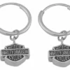 MOD Jewelry Harley-Davidson® Women's Earrings, Bar & Shield Hoop Dangles, Silver HDE0138 2 MOD Jewelry Harley-Davidson® Women's Earrings, Bar & Shield Hoop Dangles, Silver HDE0138