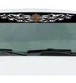 Chroma Harley-Davidson® Flames Bar & Shield Windshield Sunshade Decal, Black, CG3440