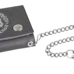 Leather Source Accessory Harley-Davidson® Men's Embroidered Skull Trucker Medium Wallet, Black XML6187-GRYBLK