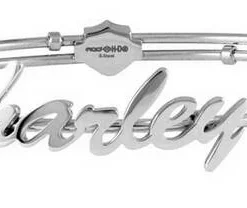 MOD Harley-Davidson® Women's Cursive Harley Bangle Bracelet, Stainless Steel HSB0133