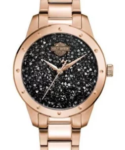 Bulova Harley-Davidson® Women's Black Crystal Rock Sparkles Watch Jewelry