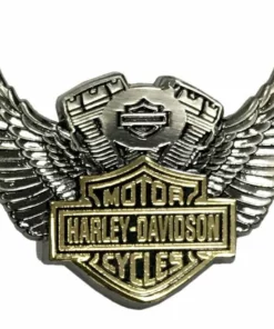 Symbol Arts Harley-Davidson® Bar & Shield Winged Motor Pin, Antique Finish