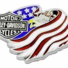 Symbol Arts Gifts & Collectibles Harley-Davidson® Bar & Shield Eagle Flag Metal Pin, Antique Silver Finish
