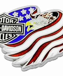 Symbol Arts Gifts & Collectibles Harley-Davidson® Bar & Shield Eagle Flag Metal Pin, Antique Silver Finish