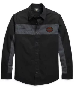 Harley-Davidson® Men's Color-block Long Sleeve Woven Shirt, Black, 99081-20VM
