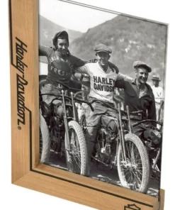 Ace Branded Harley-Davidson® Picture Frame, Chopped L-Shaped Wood, 2-Sided Holds 5 X 7 Photos