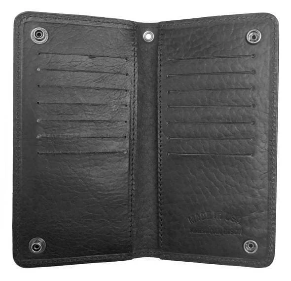 Leather Source Accessory Harley-Davidson® Men's American Bison Bar & Shield Biker Bi-Fold Tall Wallet, Black Or Brown 4 Leather Source Accessory Harley-Davidson® Men's American Bison Bar & Shield Biker Bi-Fold Tall Wallet, Black Or Brown