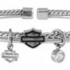 MOD Jewelry Harley-Davidson® Women's B&S Braided Double Bangle, Silver Tone HSB0135-7