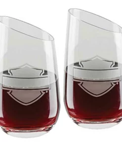 Ace Branded Home Harley-Davidson® Silhouette Bar & Shield Stemless Angled Wine Glass Set HDL-18797