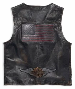 Harley-Davidson® Men's Medium Iron Distressed Slim Fit Leather Vest, Black 98009-18VM Jackets & Vests