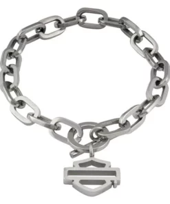 MOD Harley-Davidson® Women's Large Chain Toggle Bar & Shield Bracelet – Steel HSB0243