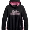 Harley-Davidson® Women's Pink Label Side-Laced Pullover Hoodie - Black, 99066-20VW