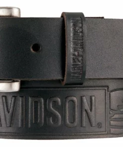 American Accessories Men's Belts & Buckles Harley-Davidson® Men's Embossed Crosswind Leather Belt, Black HDMBT11334-BLK