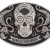 American Accessories Harley-Davidson® Women's Vida Skull Belt Buckle, Polished Silver, HDWBU11503