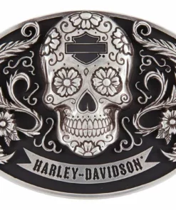 American Accessories Harley-Davidson® Women's Vida Skull Belt Buckle, Polished Silver, HDWBU11503