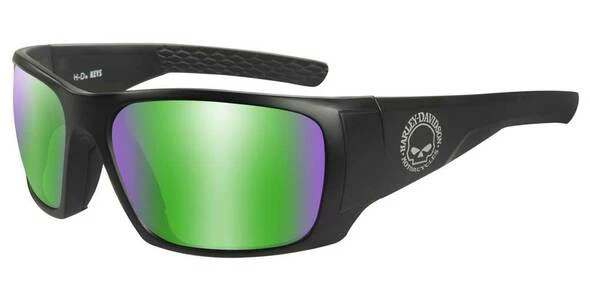 Wiley X Harley-Davidson® Men's Keys Sunglasses, Green Mirror Lenses & Matte Black Frames Sunglasses & Goggles