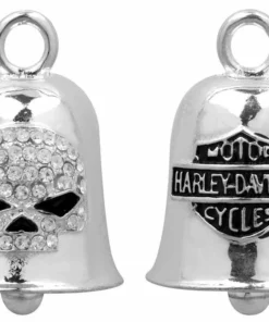 MOD Ride Bells Harley-Davidson® White Crystal Willie G Skull Bar & Shield Ride Bell HRB027