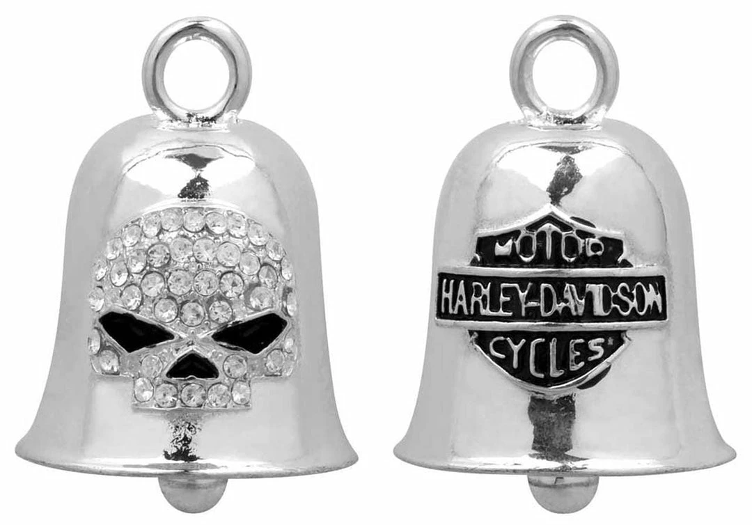 MOD Ride Bells Harley-Davidson® White Crystal Willie G Skull Bar & Shield Ride Bell HRB027 3 MOD Ride Bells Harley-Davidson® White Crystal Willie G Skull Bar & Shield Ride Bell HRB027