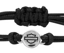 MOD Harley-Davidson® Women's Bar & Shield Outline Circle Wax Cord Bracelet, HDB0404 Jewelry