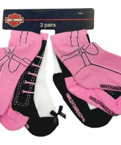 SGI Harley-Davidson® Little Girls' Knitted-In Shoe Socks, 3 Pairs