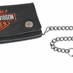 Leather Source Accessory Harley-Davidson® Men's Embroidered Bar & Shield Trucker Tall Biker Wallet, XML4317-ORGBLK