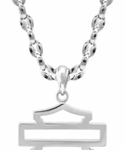 MOD Harley-Davidson® Men's Outline Bar & Shield Logo Necklace - Silver Stainless Steel, HSN0064