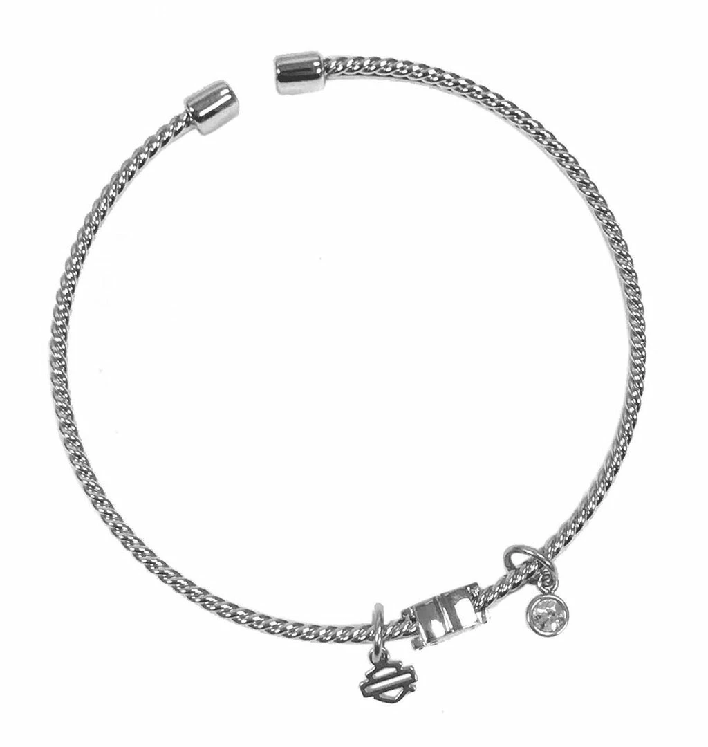 MOD Jewelry Harley-Davidson® Women's B&S Braided Double Bangle, Silver Tone HSB0135-7 4 MOD Jewelry Harley-Davidson® Women's B&S Braided Double Bangle, Silver Tone HSB0135-7