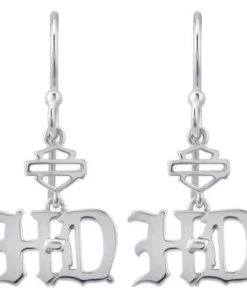 MOD Harley-Davidson® Old English Script B&S Drop Earrings, HDE0475
