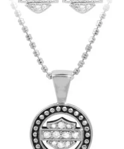 MOD Harley-Davidson Crystal Bar & Shield Necklace/Earring Set